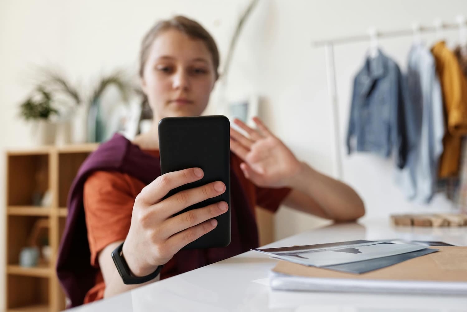 A woman researching how to become an influencer.